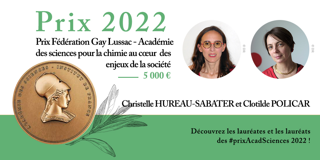 Distinction: Christelle HUREAU, winner of the Federation Gay Lussac-Academy of Sciences Prize for Chemistry at the Heart of Societal Challenges.
